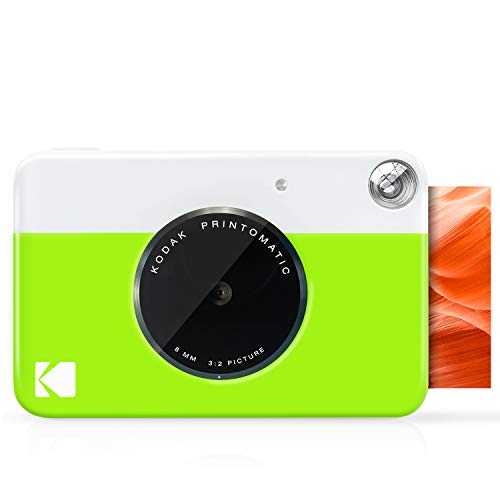 Image of Kodak Printomatic Full-Color Instant Print Camera Starter Bundle + Carrying Case + Zink 20pk Photo Paper - Colorful Photos On 2x3 Sticky-Back Paper - Fun Gift for Birthday Christmas Holiday - Green