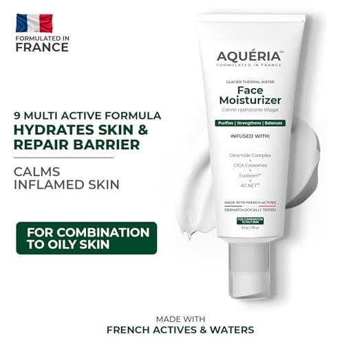Image of Aqueria Oil Free Gel Based Daily French Moisturizer | 2% BHA, 3% Niacinamide with Ceramides, Cica & Multi Actives | Controls Oil, Repairs Skin Barrier & Clears Pores | Lightweight, Fast Absorbing, Non-Greasy, Non-sticky Hydration | Mattifying, Fragrance-Free Cream for Oily, Combination & Acne Prone Skin | 50g