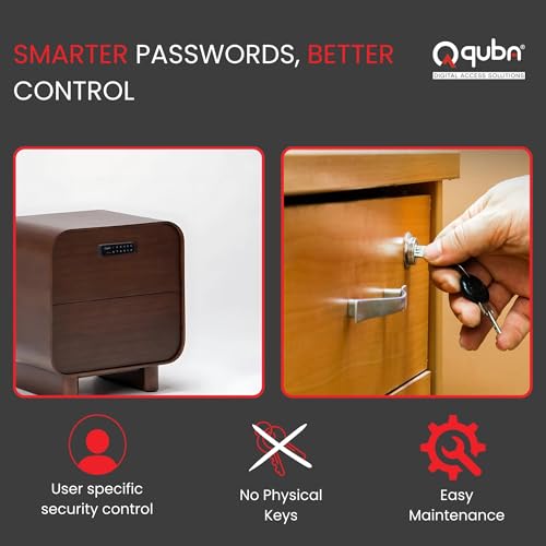 Image of Quba Smart Lock for Cabinets and Wardrobe (Jet Black)-3 Operating Modes, Sleek Touchpad Furniture-Lock w /Password-Admin & User Mode-E Key for Emergency Unlock-for Home, Office Alimrah (QS-002-P)
