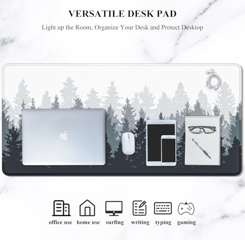 Image of Auhoahsil Large Mouse Pad, XXL Gaming Mousepad, Desk Mat for Desktop, Thick Rubber, Big & Long Size, Stitched Edges, Full Desk Pad for Laptop & Computer, Extended 31.5 x 11.8 in, Ink Misty Forest