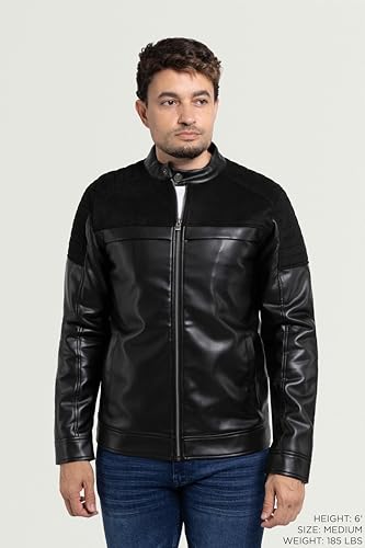 Image of X-Ray Men's Slim Fit Faux-Leather Moto Jacket with Removable Hood