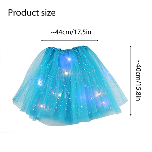 Zoestar Led Skirts Tulle Tutu Skirt Shiny Party Skirt Light Up Sequin Star Hip Scarf Club Night Out Costume For Women And Girls (Light Blue) #TOP2