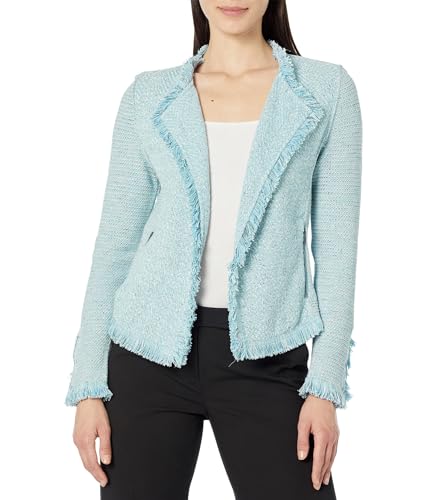 NIC+ZOE Womens Fringe Mix Jacket Casual Blazer, Mist
