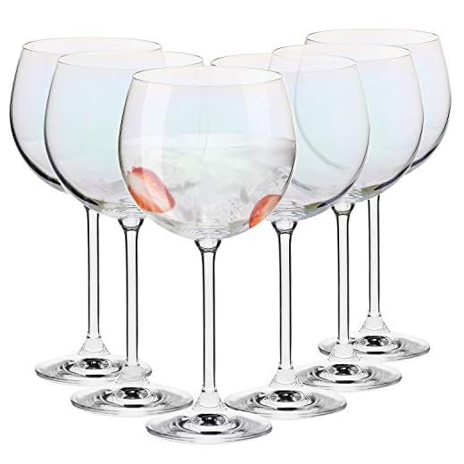 Krosno Rainbow-Pearl Iriserande Cocktail Gin Tonic Ballong Vattenglasögon | Sats med 6 stycken | 480 ml | Venezia-samlingen | Perfekt för hem, restaurang, evenemang och fester