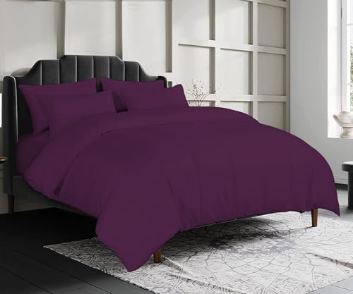 Image of sleepdove® LUXURY EGYPTIAN COTTON 200 COUNT BEDDING SETS DUVET COVER SET (QUILT COVER WITH PILLOW CASES (Double, Plum)