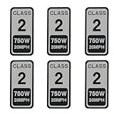 Powallon Vinyl Sticker for Electric Bike Classification - 750W Class 1 2 3 E-bike Sticker - Contemporary Style, Water-Repellent, Outdoor Use, 750W Class 1, 2, 3 (6PCS) (Class 2)