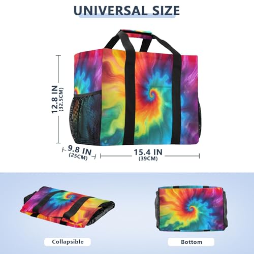 Tie Dye Reusable Grocery Bags Large Tote Bag Waterproof Canvas Organizer for Beach Picnic Laundry Travel3