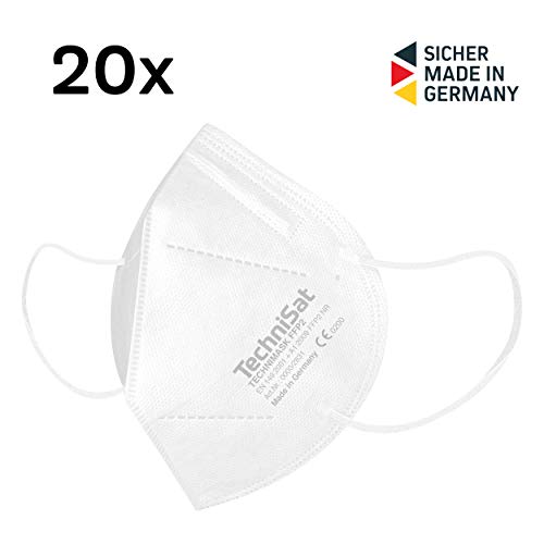 TechniSat TECHNIMASK FFP2 Maske â 20 Stück Atemschutzmaske (5-lagig mit 3x Meltblown-Vlies, Masken 100% Made in Germany) Farbe: Weià – Bild 3