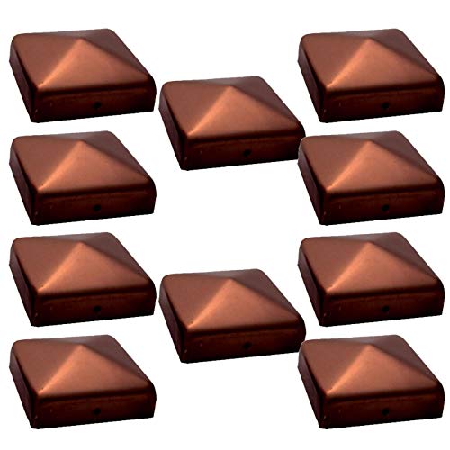 Preisvergleich Produktbild Gardopia Sparpaket: 10 Stück Pfostenkappen Pyramide Kupfer für Holzpfosten 71x71mm