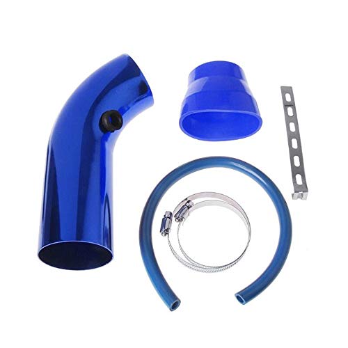 Partol 3" Cold Air Intake Pipe, Universal Cold Air Intake Induction Kit Aluminum Air Intake Pipe Hose With Filter - Blue - Thumbnail 3