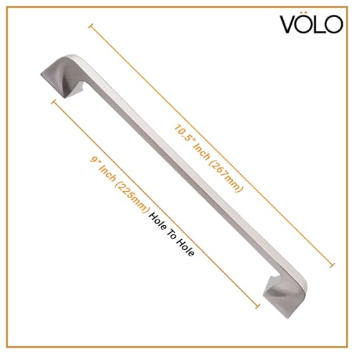 Image of VOLO Satin Silver Finish Handle, Wardrobe Door /Cabinet Door /Drawer Pull Handle for Kitchen /Office /Bedroom /Winodw Sliding Closet. (Model: 401) (224mm / 10 inch, 2)