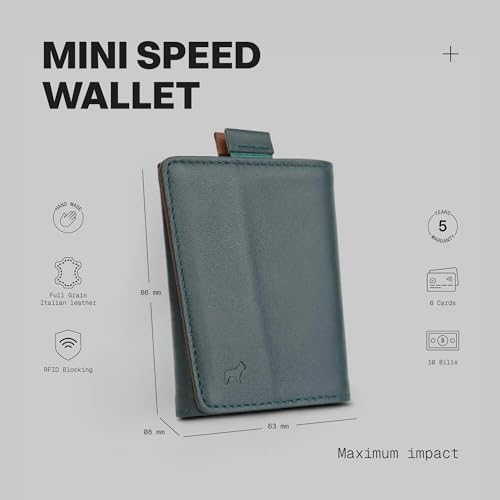 Image of The Frenchie Co. - Speed Wallet Mini - Ultra-Slim RFID Card Holder - Quick-Access Pull Tab - Minimalist Front Pocket Wallet in Full-Grain Italian Leather