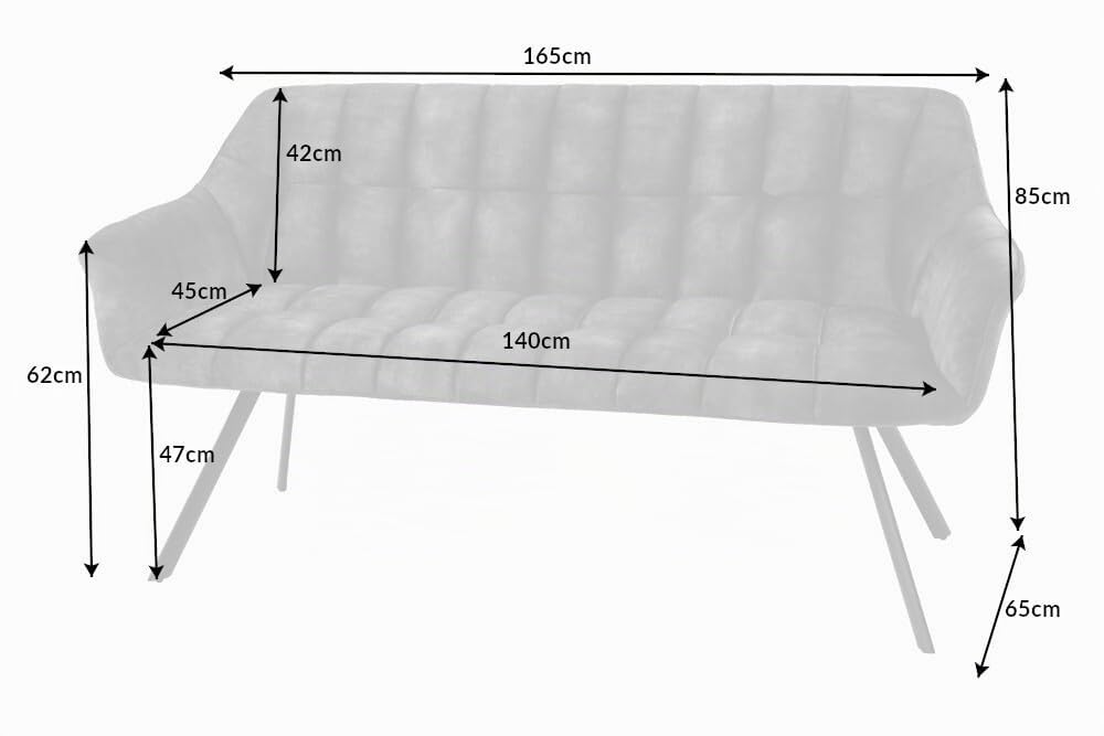 Sitzbank PAPILLON - 165cm - petrol schwarz - Samt Metall-Beine