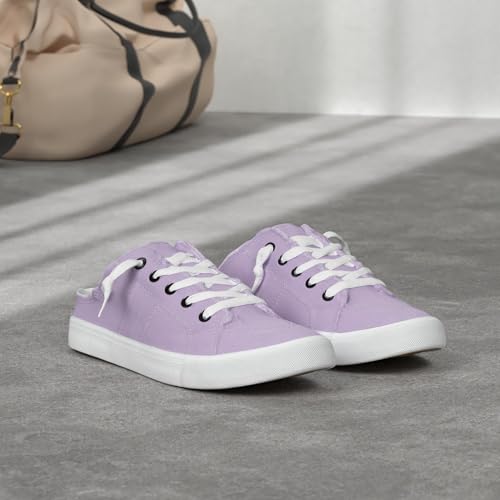Image of Obtaom Women Canvas Mules Memory Foam Clipper Fashion Sneakers Comfortable Slip-On Mule Backless Holiday Shoes