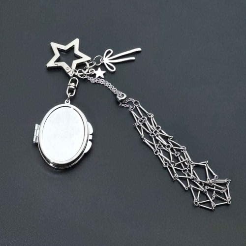 Image of Lipstick Holder Keychain with Touch Up Mirror Clasp Makeup Lipstick Balm Gloss Organizer Portable Chic Bag Charm Accessories