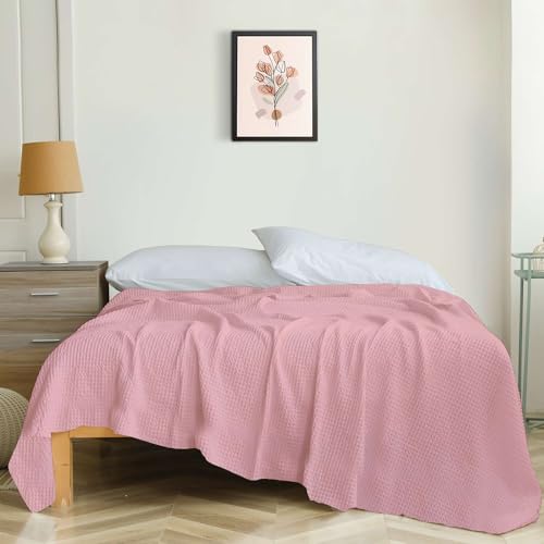 Image of Super Soft & Breathable 100% Microfiber Waffle Blanket - Throw Blanket and Quilt for Bed & Sofa Queen Size - Blush Pink