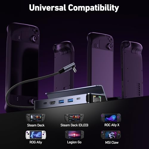 Image of BENFEI Steam Deck Dock, Docking Station for Steam Deck (OLED) /ROG Ally, 6-in-1 USB C Hub with HDMI 4K@60Hz, 1Gbps Ethernet, 1xUSB C 2X USB 3.0 Port, PD 100W Charging
