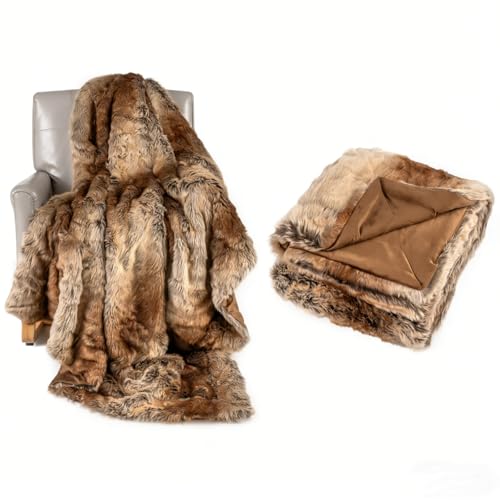 LIFEZEAL Coperta Pile per Letto, Divano, Viaggio, Plaid Invernale Matrimoniale, 153x203cm, con Finto Pelo, Delicato sulla Pelle, Caldo, Lavabile, Peloso, Morbido, Tutte le Stagioni, Blanket, Marrone