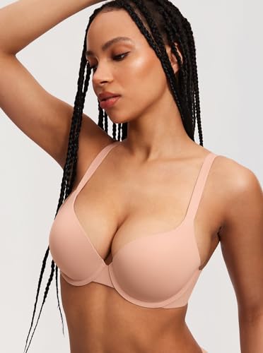 Image of DOBREVA Women's Push Up T-Shirt Bra Underwire Padded Bras Plunge Full Coverage