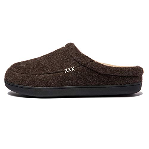 Image of NewDenBer Men's Warm Memory Foam Suede Plush Fleece Lined Slip on Indoor Outdoor Clog House Slippers