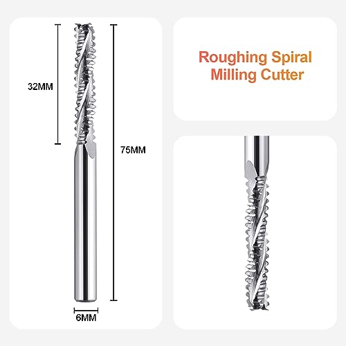 SpeTool Schruppfräser 6 mm Schaftdurchmesser Vollhartmetall Fräser 3 Flöten CNC-Maschinenfräser