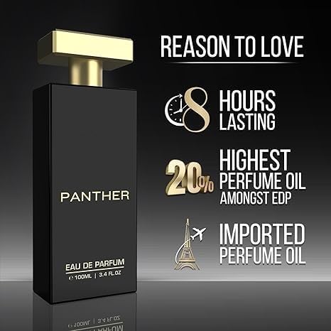 Image of Panther Eau De Parfum | Best`Perfume for Men with Patchouli and Musky Long Lasting Premium Fragrance for Man, EDP 100ml