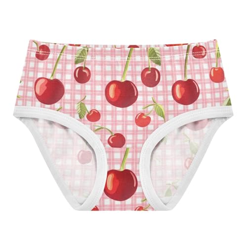 Cotton Toddler Girls Underwear Cute Cherries Pink White Plaids Panties Little Girl Stylish Undies Kids Briefs 2t