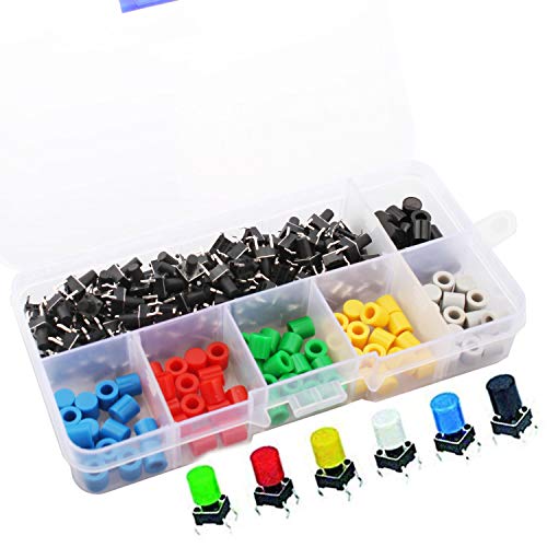 VISSQH 90 PCS micro interupteur,Tactile Bouton-Poussoir Micro Momentanée Tact Assortiment Kit,pour Arduino DIY Équipement Électronique ect(interrupteur...