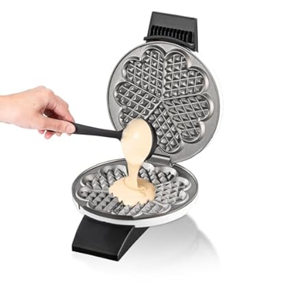 Cloer 1621 Waffeleisen für klassische Herzwaffeln, 930 W, Waffelgröße 15,5 cm, stufenlos wählbarer Bräunungsgrad, weiß, Metall – Bild 5