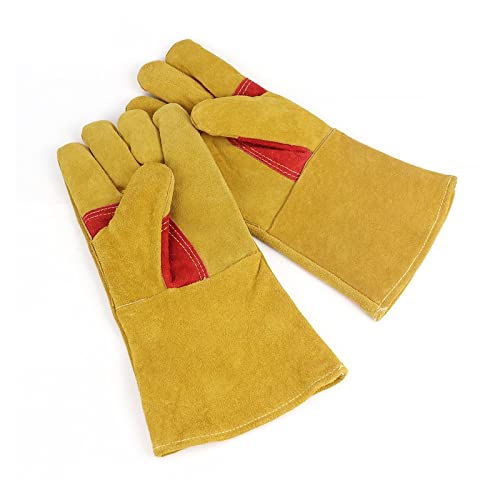 Veste de soudage robuste Gants de travail hommes en cuir travaillant des gants de construction en matière de protection contre la sécurité en matière de protection, gants de soudeur en cuir Couche de