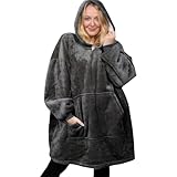 Michorinee Plaid a Capuche Femme Homme, Sweat à Capuche Portable Super Chaud en Sherpa, C...