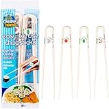 Compac Home Easy-to-Use Chopsticks, Plastic Dishwasher Safe, Great for All Ages, Parties, Stocking Stuffer, 4 Count