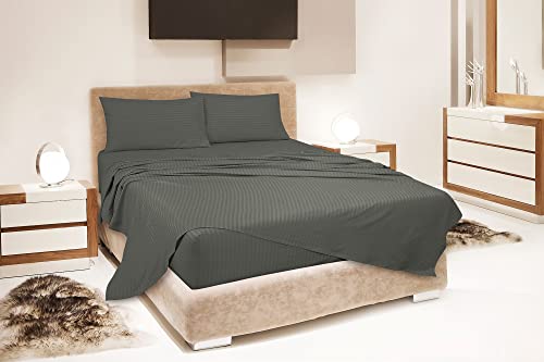 Image of ROYALE LINENS 3 Piece Twin Sheets Set - Soft Brushed 1800 Microfiber Bedding - 1 Fitted, 1 Flat Sheet, 1 Pillow case - Wrinkle Free & Fade Resistant - Hotel Luxury Bed Sheets (Stripe Grey, Twin)