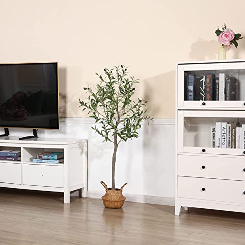 Oakred Artificial Olive Tree,4Ft Tall Fake Plant Faux Olive Plants For Indoor,Natural Fake Tree,Artificial Silk Plants For Office Home Living Room Floor Patio Greening Porch Decor,Set Of 2 #TOP6