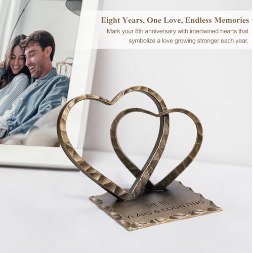 Vastsea 8 Year Anniversary Bronze Gifts Handcrafted Two Hearts Sculpture - Image 5