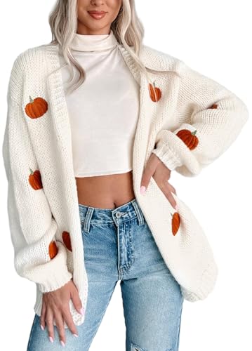 Image of Women Holiday Sequin Cardigans Funny Graphic Button Embroidered Sweaters Cute Open Front Knit Long Sleeve Coat Tops