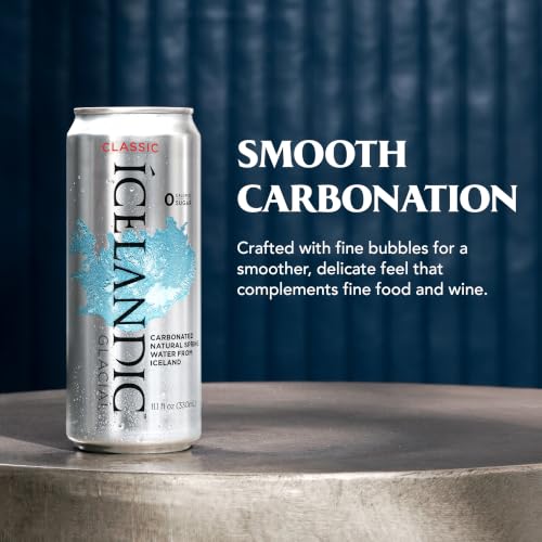 Image of Icelandic Glacial Sparkling Water, Unflavored, 330 ml / 11.1 Fl Oz Cans (Pack of 10)