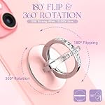 Jsoerpay Transparent Phone Ring Holder 2 Pcs, Clear Cell Phone Ring Holder with Diamond, Finger Grip 360°Rotation Compatible with Most of The Phones, Tablet and Case