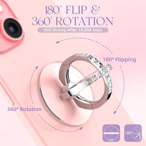 Transparent Phone Ring Holder 2 Pcs, Clear Cell Phone Ring 2 Rose Gold Diamond - Photo 25 sur 31