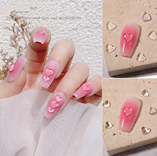 200 Pcs Valentine's Day Nail Art Charms Clear Flat Bottom Love Hearts Rhinestones Decoration Jelly Resin Diamond Crystal For Acrylic Nail Supplies Women Craft Diy Manicure Decoration Accessories #TOP2