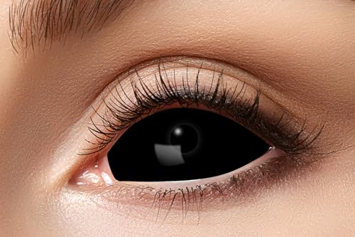 Zoelibat Eyecatcher - Black Eye - Schwarze Sclera Kontaktlinsen 22mm 6-Monatslinsen mit Aufbewahrungsbehälter Vollschwarz effektvolle Halloween & Cosplay Linsen - Ohne Sehstärke