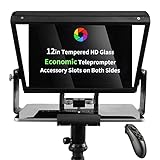 ILOKNZI Aluminum 12.1in Teleprompter for Camera, with Bluetooth Remote Control, Free APP and Carry C