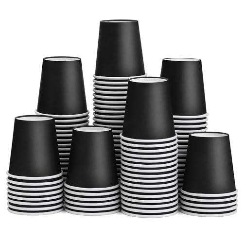 ENCHOL 100 Pack 3 oz Paper Cups, Small Mouthwash Cups, 3 oz Disposable Cup for Party Picnic, Office, and Travel (Black)