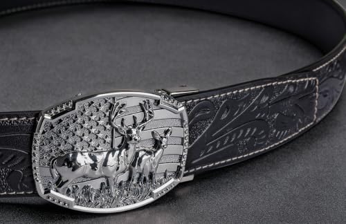 Image of Dubulle Mens Ratchet Belt Gold Click Buckle Adjustable Leather Belts