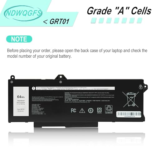 Image of GRT01 Laptop Battery 15.2V 64Wh for Dell Latitude 5421 5431 5521 5531 Precision 3470 3561 3571 3591 Alienware m17 R5 AMD R05P0 0P3TJ VXD57