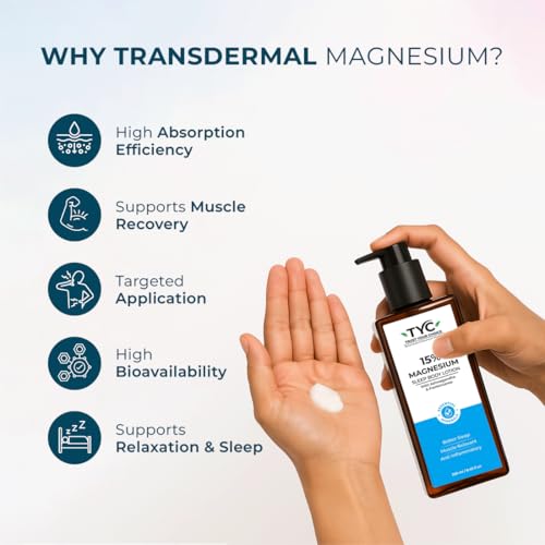 Image of TYC Trust Your Choice Magnesium Sleep Body Lotion, 15% Magnesium Chloride with Ashwagandha and Frankincense Oil, Magnesium Lotion For Sleep For, Magnesium Lotion For Muscle Recovery, Relaxation, No Added Fragrance - 250ml( Pack of 1)