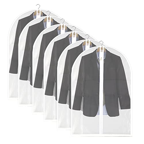 Newthinking Fundas protectoras de plástico PEVA para ropa mediana de 60x100 cm, paquete de 6 fundas de ropa con cremallera, a prueba de polvo, fundas de ropa de armario para trajes de chaquetas Cover
