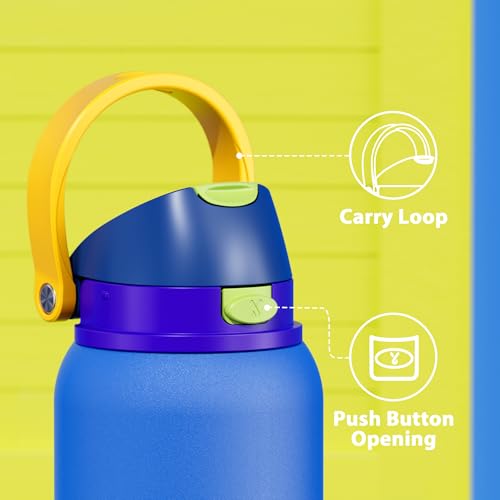 Image of 40 oz Insulated Water Bottle for Men: Meoky Stainless Steel Water Bottle with 2-in-1 Straw and Spout Lid - Leak Proof, Cold for 24 Hours, Protective Silicone Base, BPA-Free for Sports Gym, Sapphire