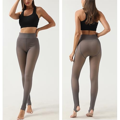 Image of Pnadty Women's High Waisted Velvet Warm Elastic Tights Winter Fleece Lined Thick Leggings Pants