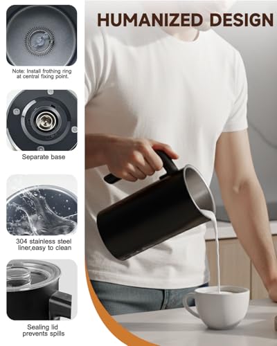 Image of Milk Frother and Steamer, 4-in-1 Automatic Electric Milk Frother 11.8oz /350 ml, Instant Hot and Cold Foam Maker, Milk steamer Heater Foamer Warmer for Coffee, Cappuccino, Macchiato, Latte